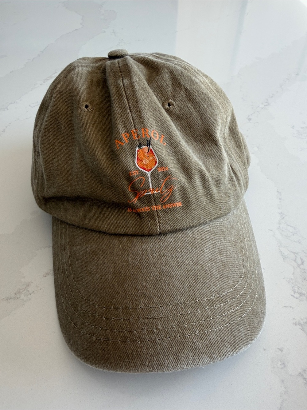 BN🧢 Khaki Beige Embroidered Aperol Baseball Cap